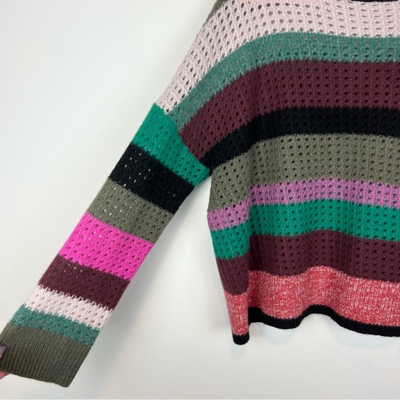 360 Cashmere Ashley Multicolored Open Knit Long Sleeve Sweater Size Medium - Picture 7 of 13